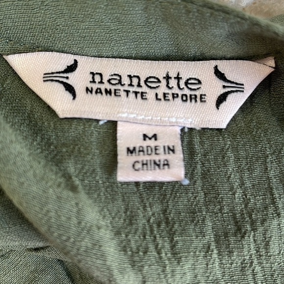 Nanette Lepore Smocked Green Button Down Top - Picture 6 of 8